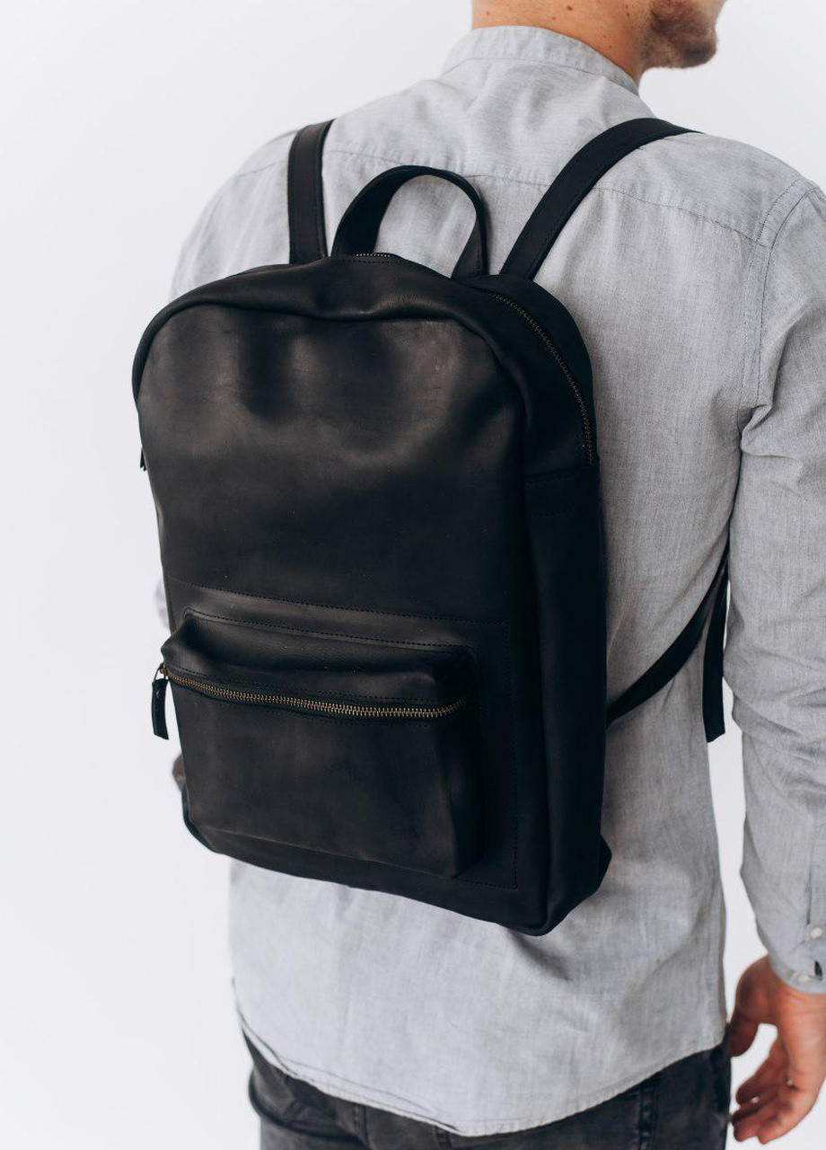 Чоловічий міський рюкзак ручної роботи з натуральної вінтажної шкіри чорного кольору Boorbon (253351905)