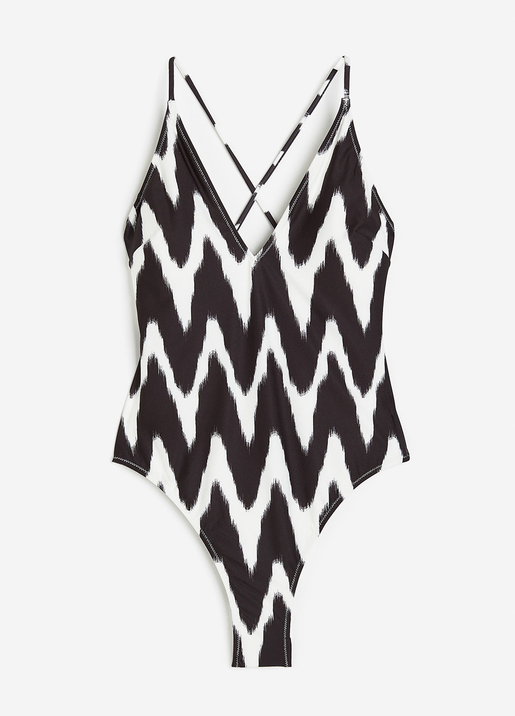 Черно-белый летний купальник слитный H&M