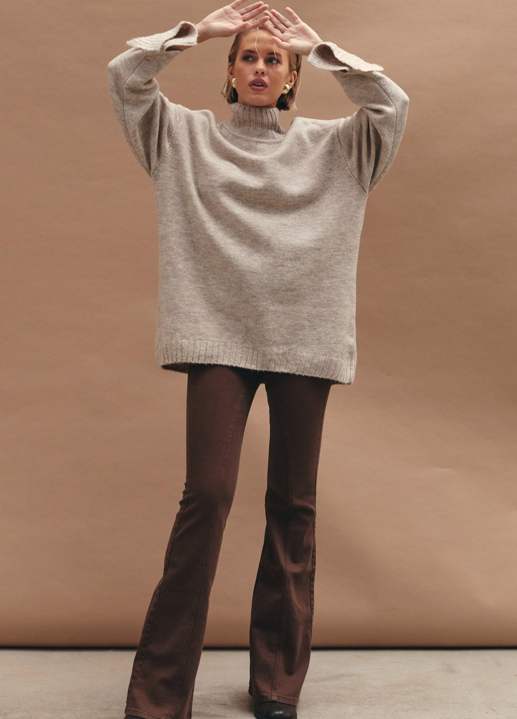 Сіро-бежевий демісезонний светр Gepur