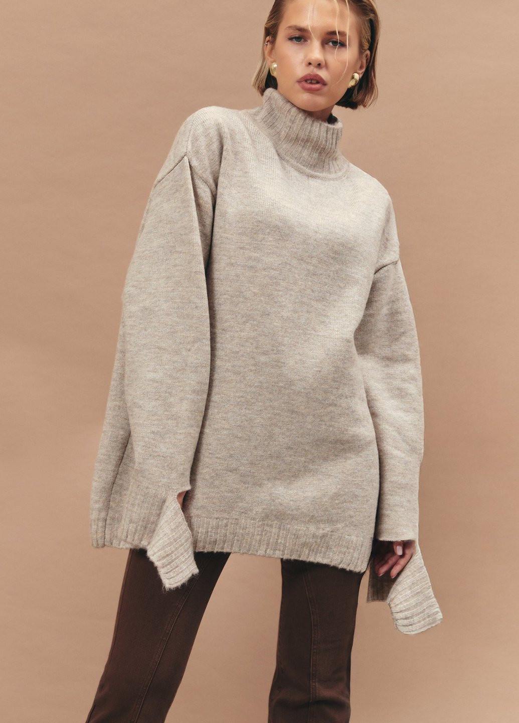 Сіро-бежевий демісезонний светр Gepur