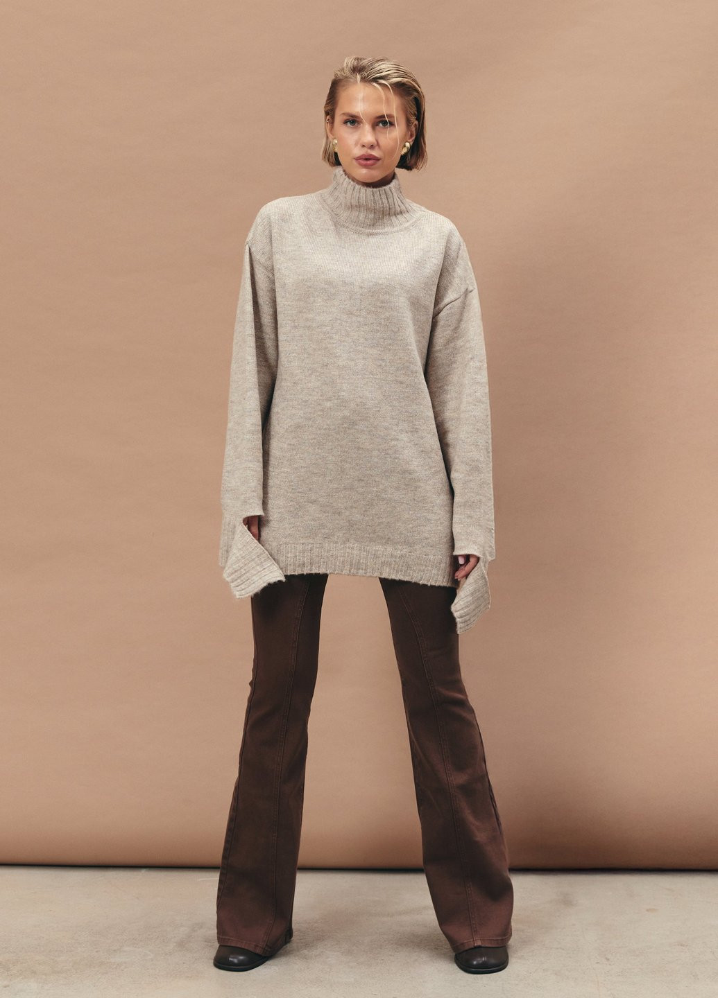 Сіро-бежевий демісезонний светр Gepur