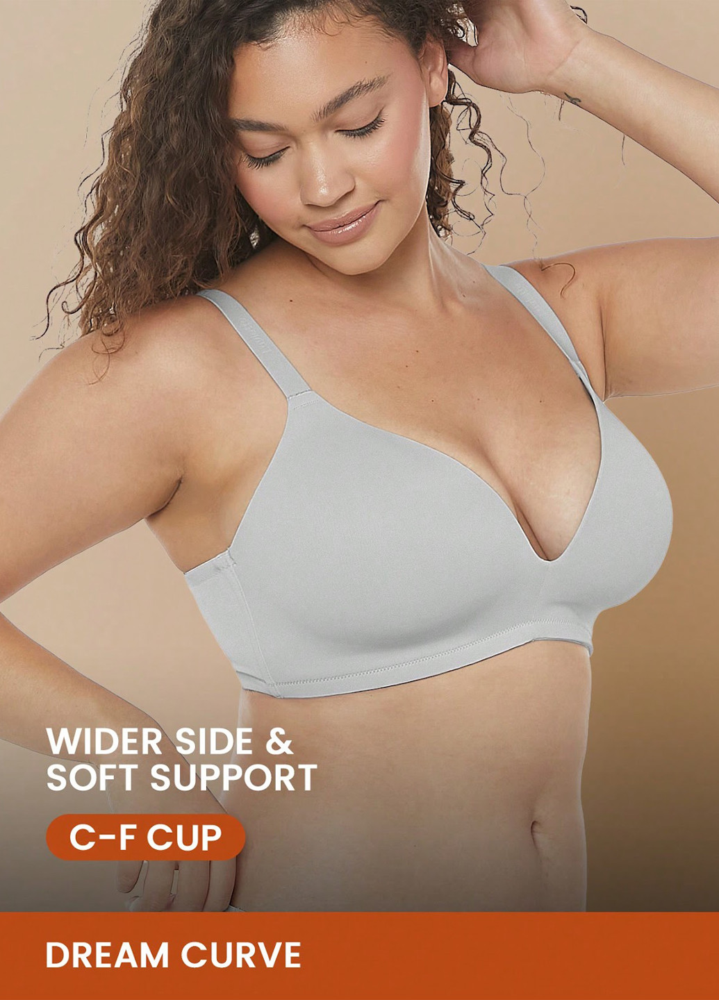 Светло-серый бралетт бюстгальтер SHEIN без косточек полиамид