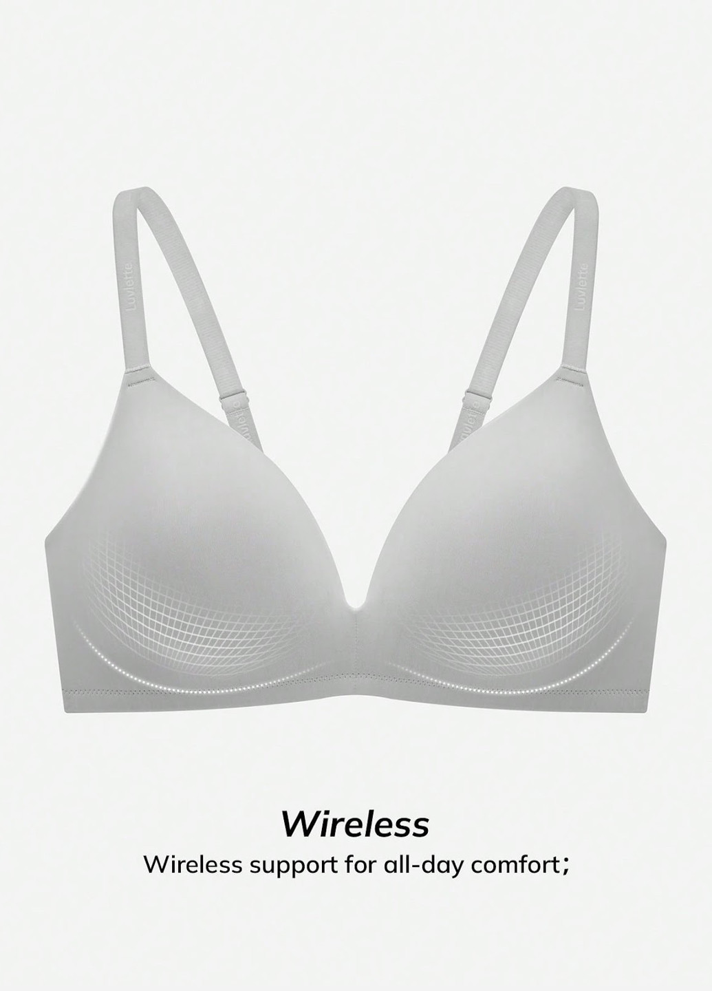 Светло-серый бралетт бюстгальтер SHEIN без косточек полиамид