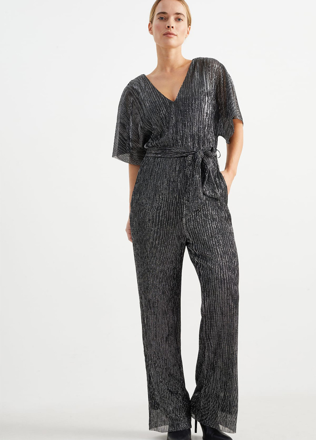 Комбинезон C&A комбинезон-брюки меланж тёмно-серый кэжуал, вечерний полиэстер