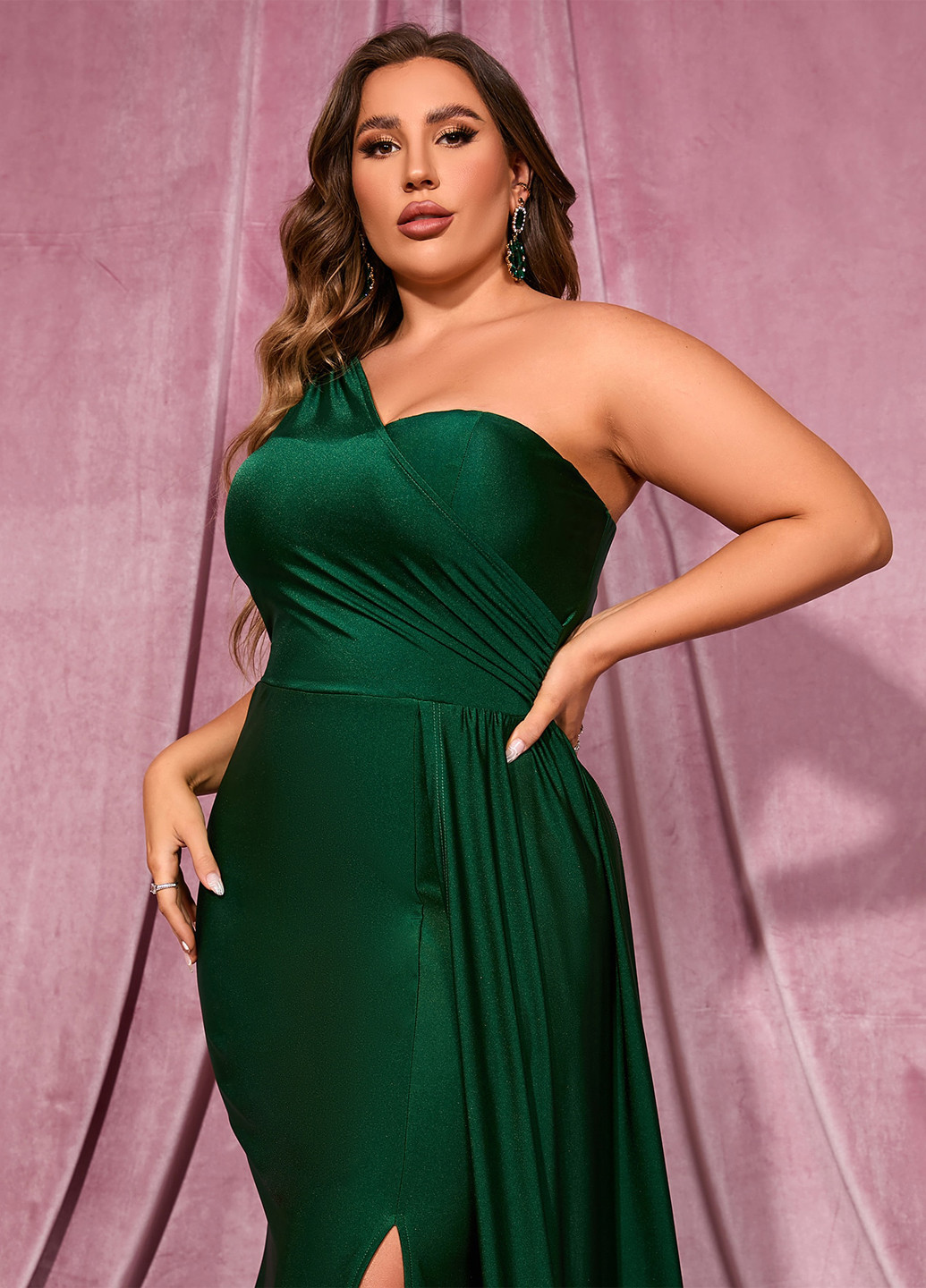 Темно-зеленое вечернее платье с открытой спиной, клеш, в греческом стиле SHEIN однотонное
