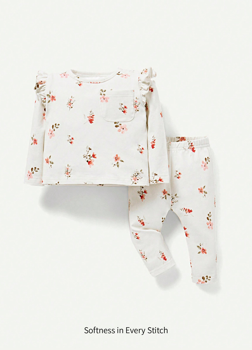 Белый демисезонный костюм (лонгслив, брюки) SHEIN