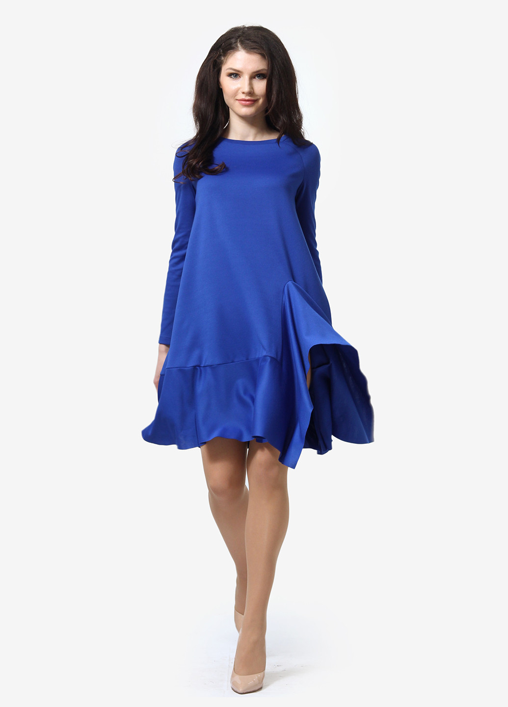 Синее кэжуал платье а-силуэт FEM однотонное