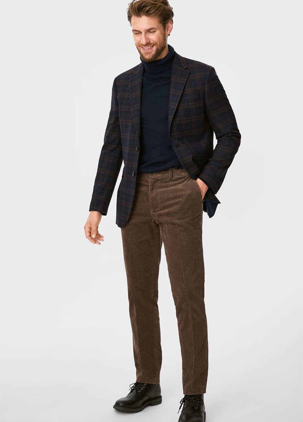 Коричневые кэжуал демисезонные зауженные брюки C&A