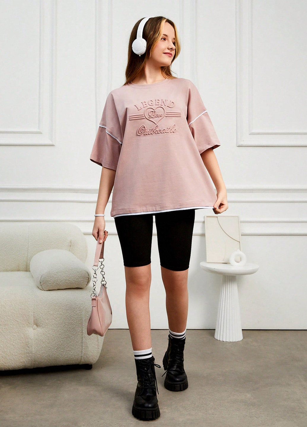 Розовая летняя футболка SHEIN