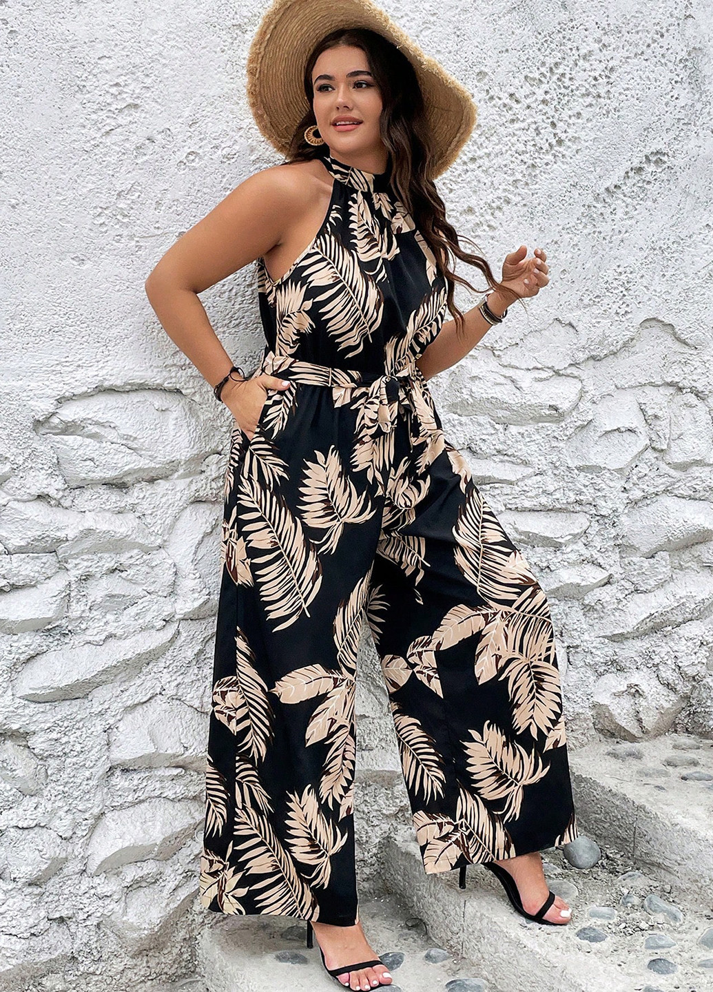 Комбінезон Emery Rose комбінезон-брюки малюнок чорний кежуал поліестер