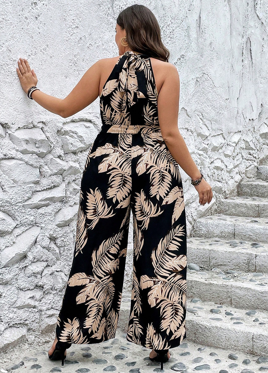 Комбінезон Emery Rose комбінезон-брюки малюнок чорний кежуал поліестер