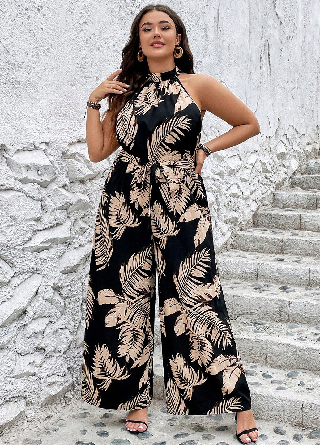 Комбінезон Emery Rose комбінезон-брюки малюнок чорний кежуал поліестер