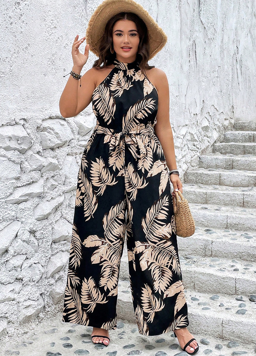 Комбінезон Emery Rose комбінезон-брюки малюнок чорний кежуал поліестер