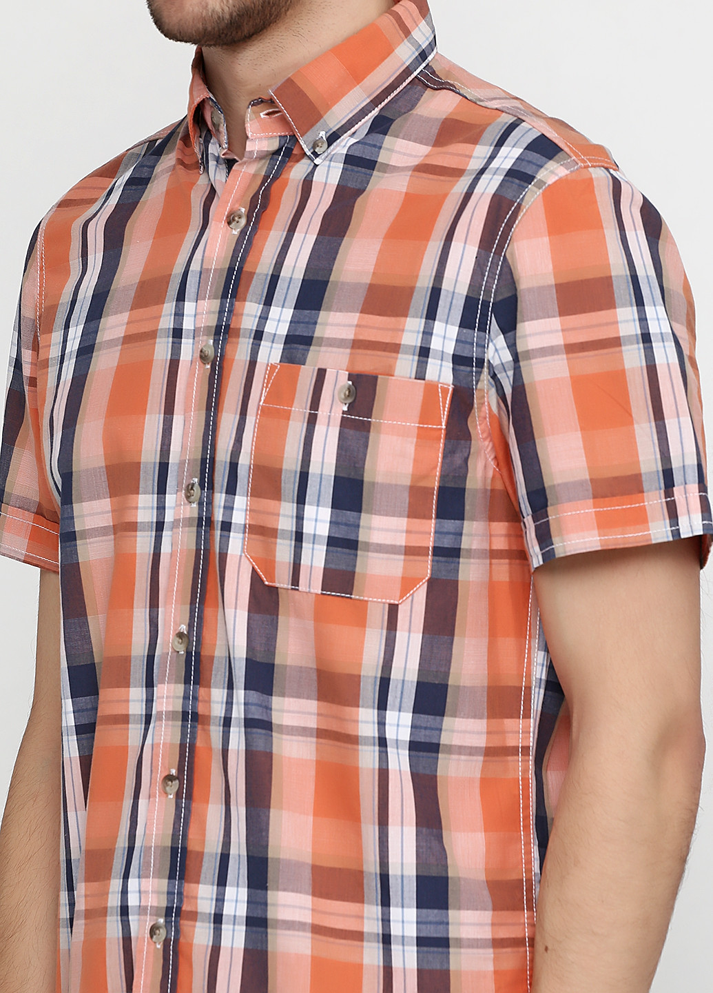 Оранжевая кэжуал рубашка в клетку Canda с коротким рукавом