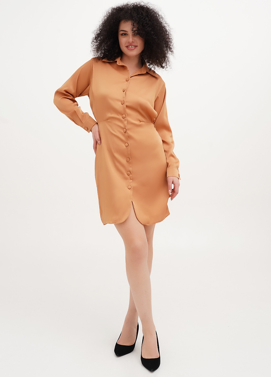 Бронзовое кэжуал платье рубашка Vicolo однотонное