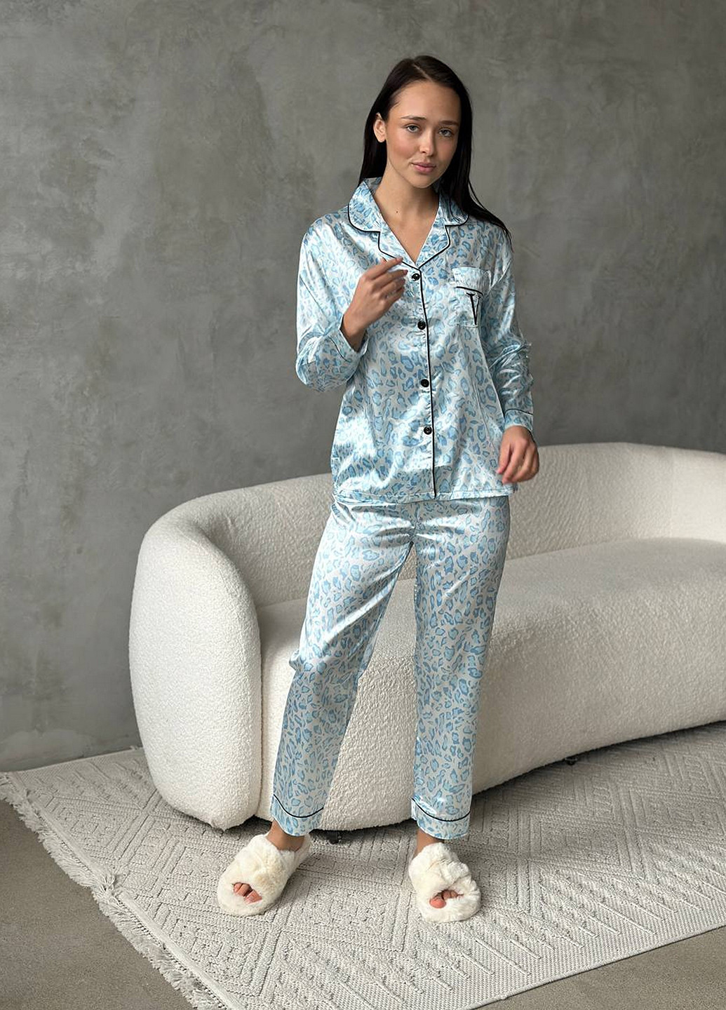 Блакитна всесезон піжама (сорочка, штани) сорочка + брюки NOVA VEGA