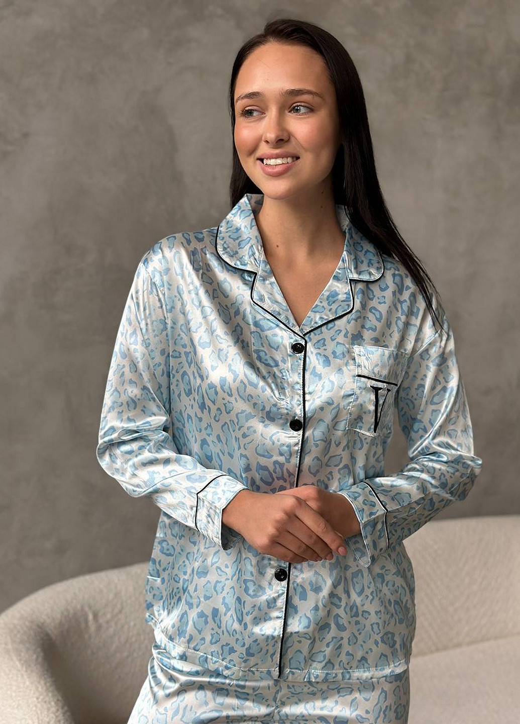 Блакитна всесезон піжама (сорочка, штани) сорочка + брюки NOVA VEGA