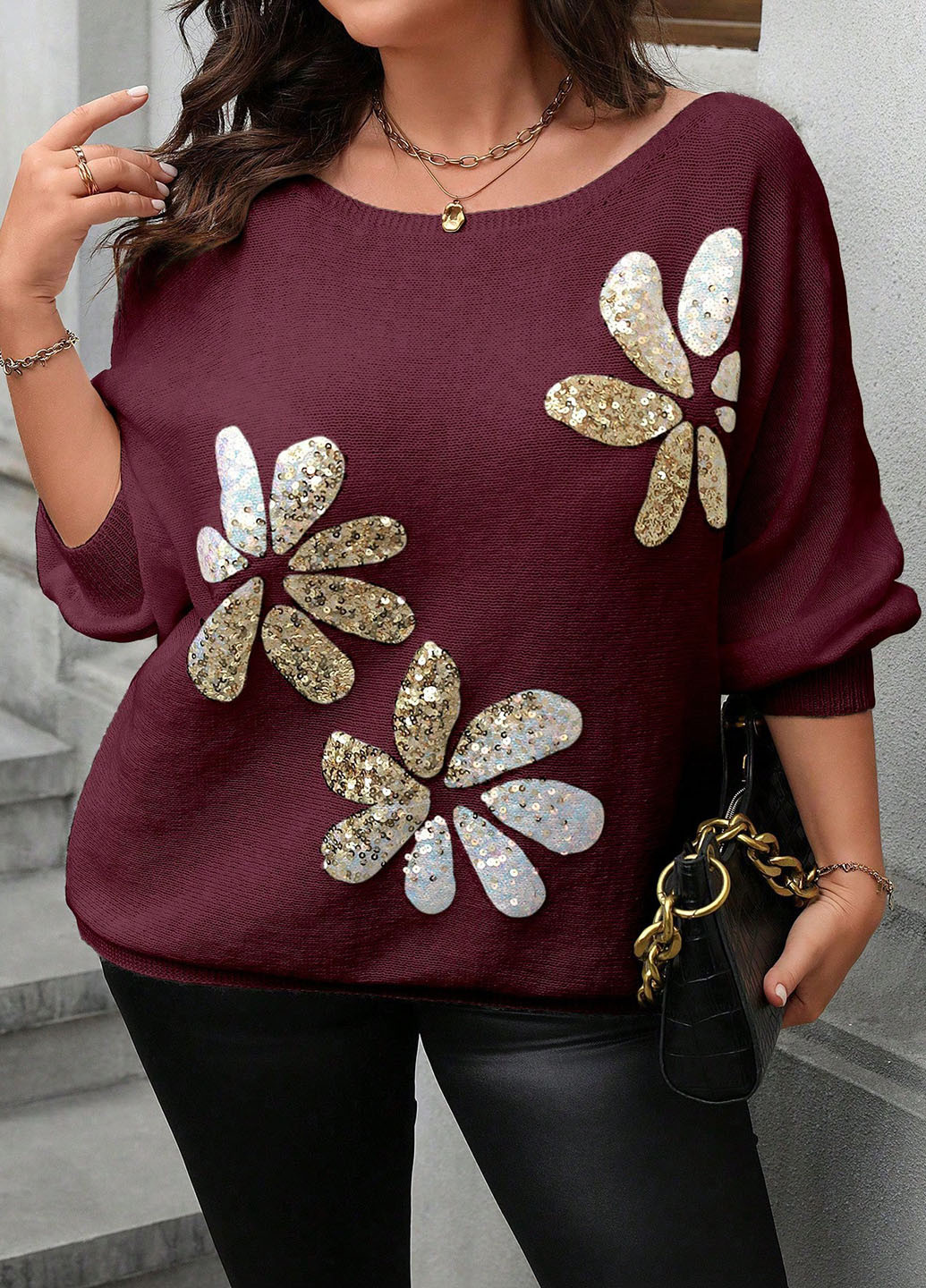 Бордовый демисезонный джемпер джемпер SHEIN