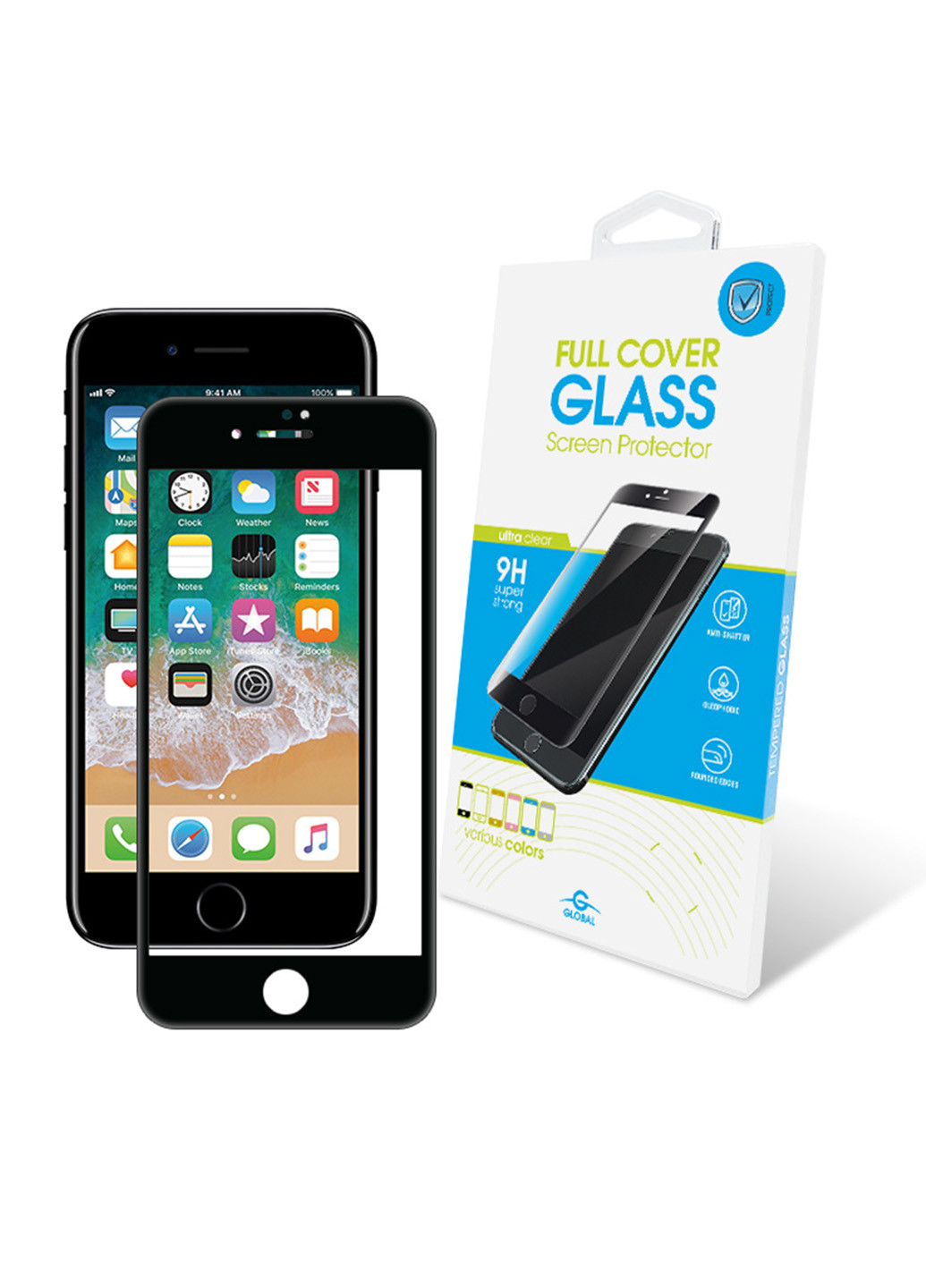 Защитное стекло Global tg full cover для apple iphone 7/8 plus (черное) (132540178)