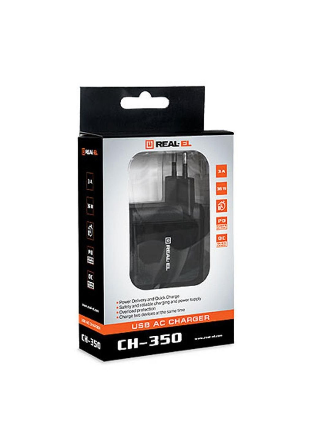 Зарядное устройство (EL123160017) Real-El CH-350 black (253507469)