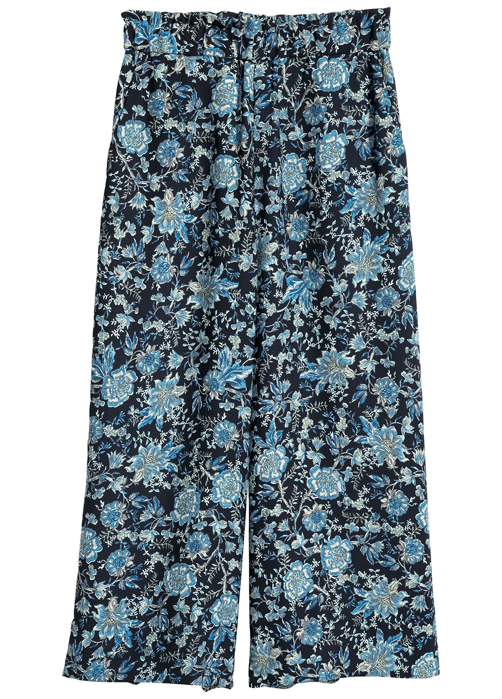 Темно-синие кэжуал летние палаццо брюки H&M