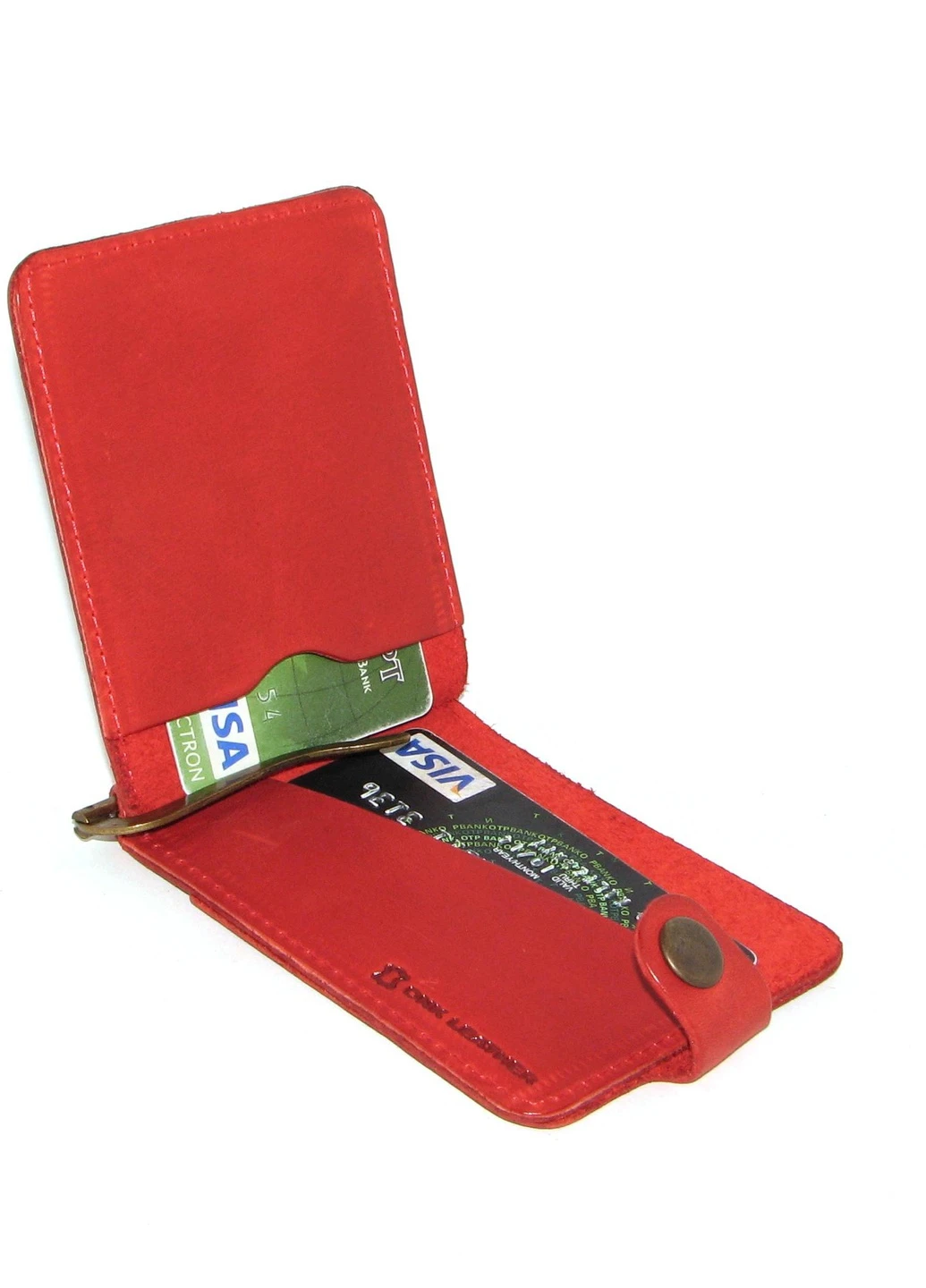 Подарочный набор №6 (зажим + обложка на права, ID паспорт) красный DNK Leather (253933664)