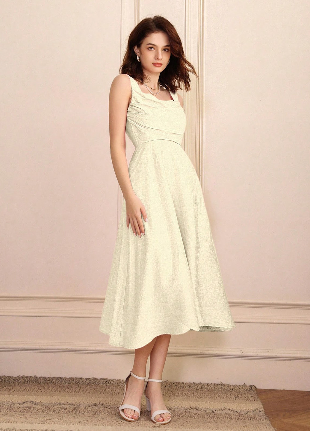 Молочна кежуал сукня кльош SHEIN однотонна