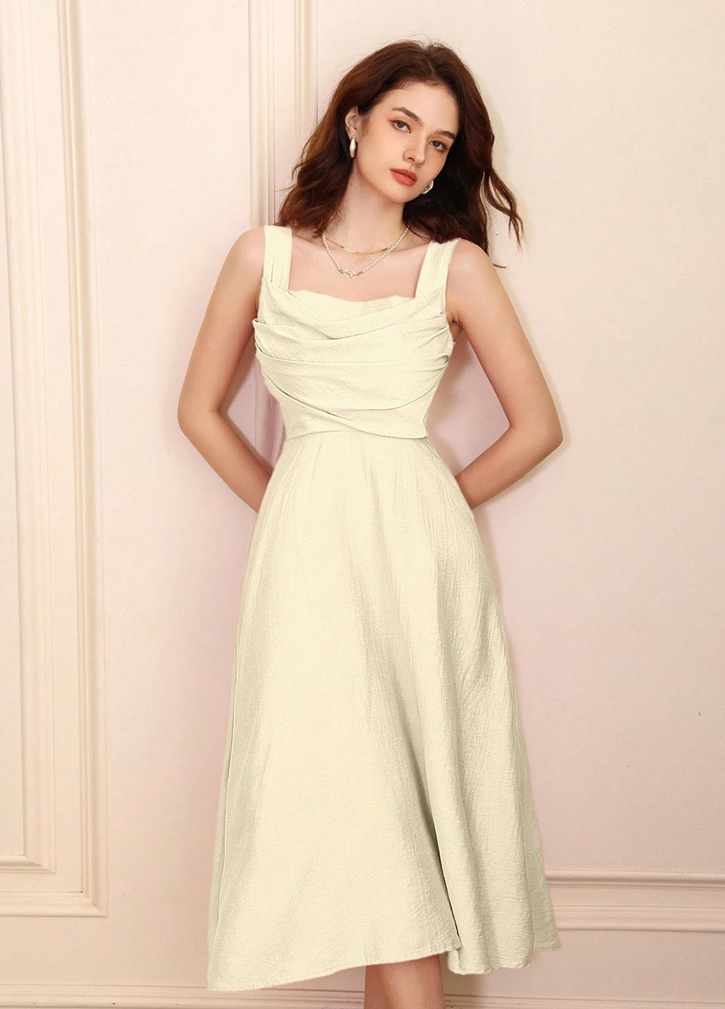 Молочна кежуал сукня кльош SHEIN однотонна