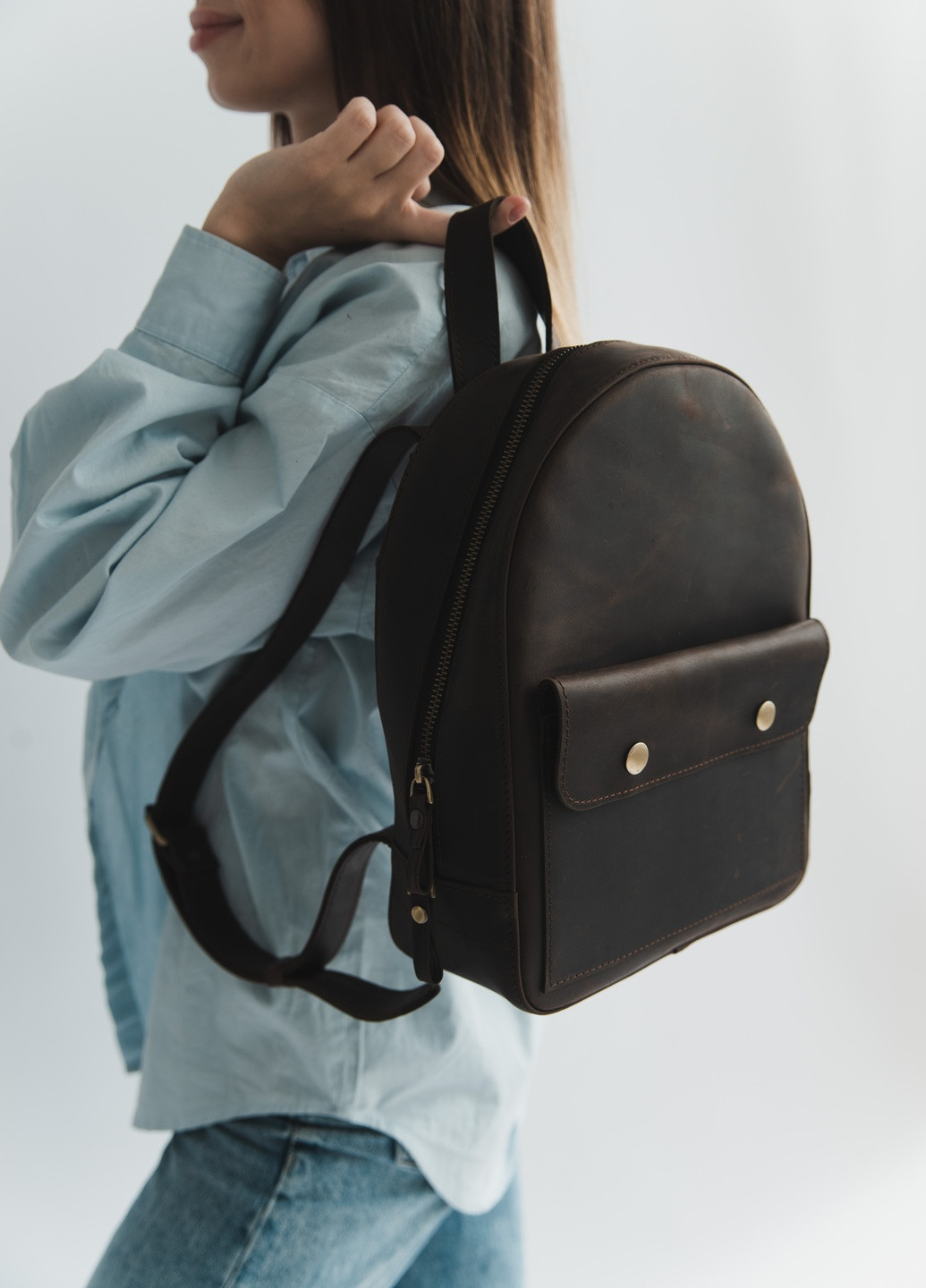 Стильний жіночий міні-рюкзак ручної роботи коньячного кольору з натуральної шкіри з легким матовим ефектом Boorbon (253702453)