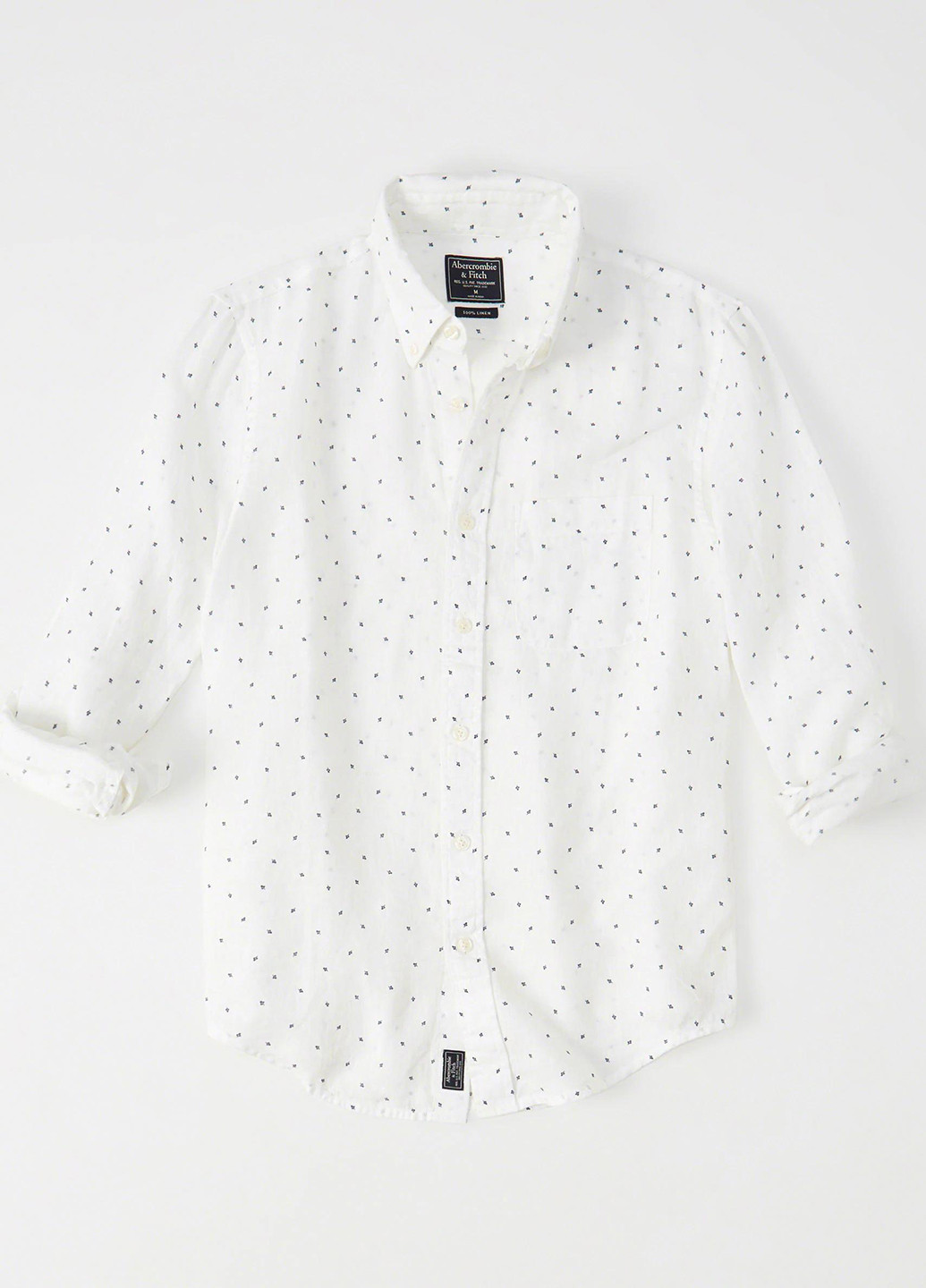 Белая кэжуал рубашка в горошек Abercrombie & Fitch с длинным рукавом