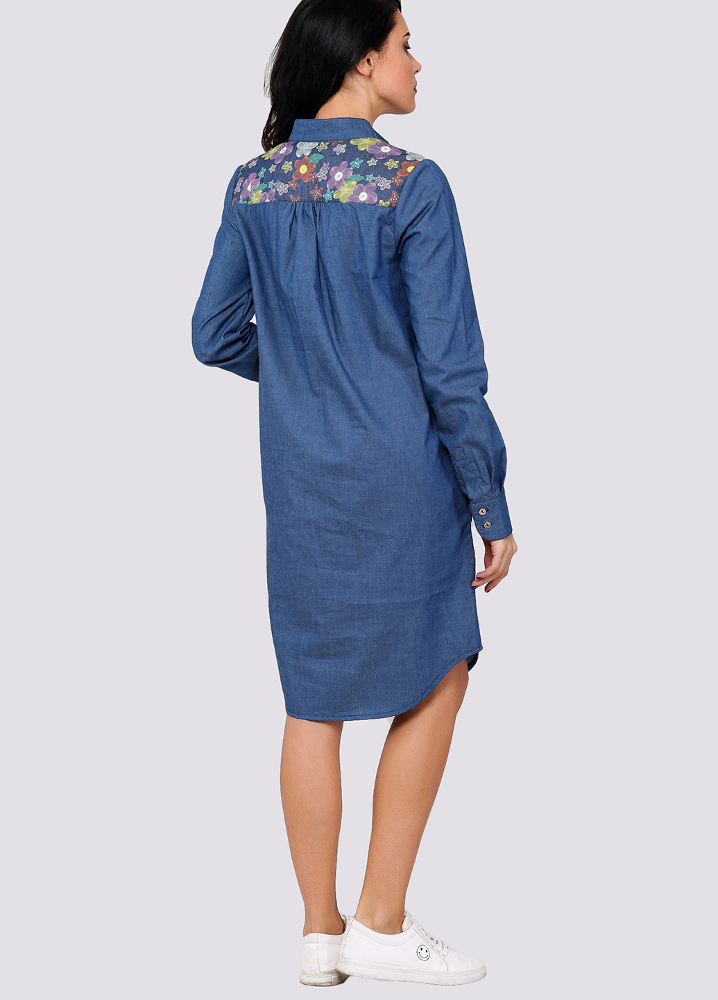 Темно-синее кэжуал платье Garne с цветочным принтом
