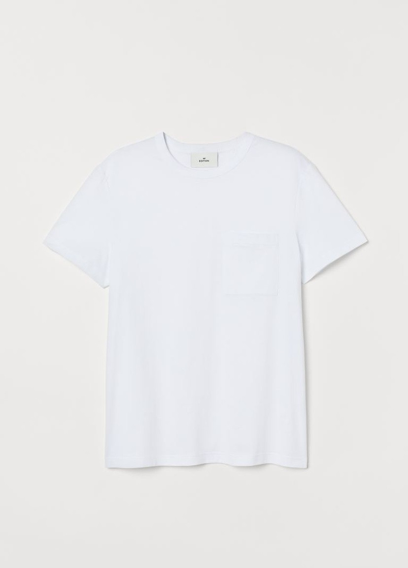 Белая футболка с нагрудным карманом H&M
