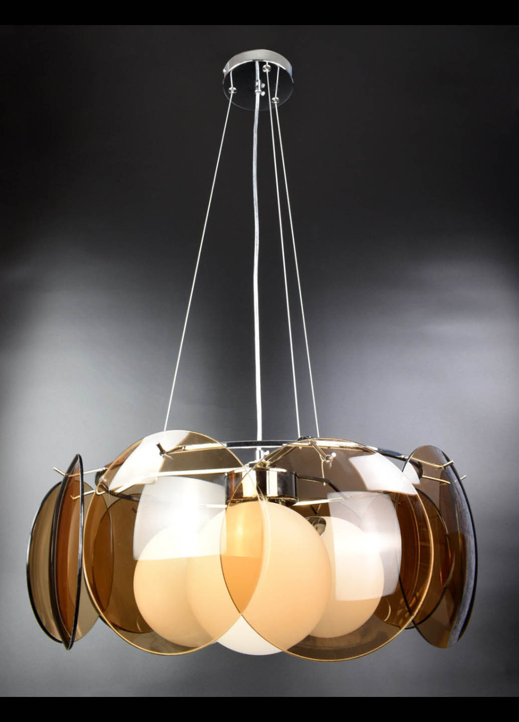 Люстра стельова підвісна на 3 лампочки AT13 / 3-br Хром 50х55х55 см. Handmade (234539619)