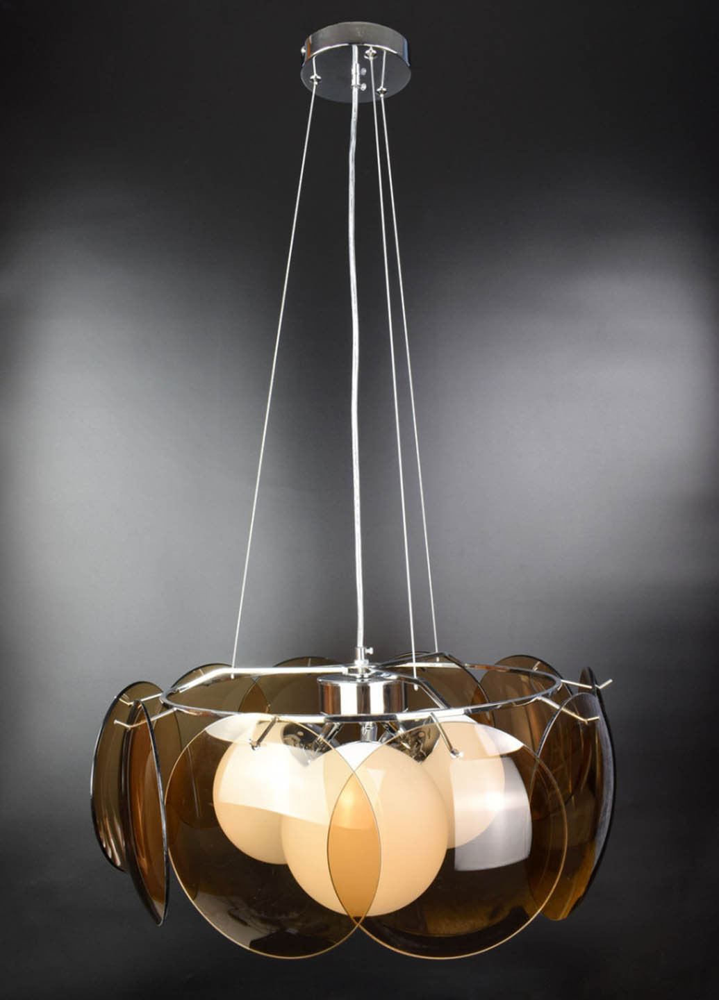 Люстра стельова підвісна на 3 лампочки AT13 / 3-br Хром 50х55х55 см. Handmade (234539619)