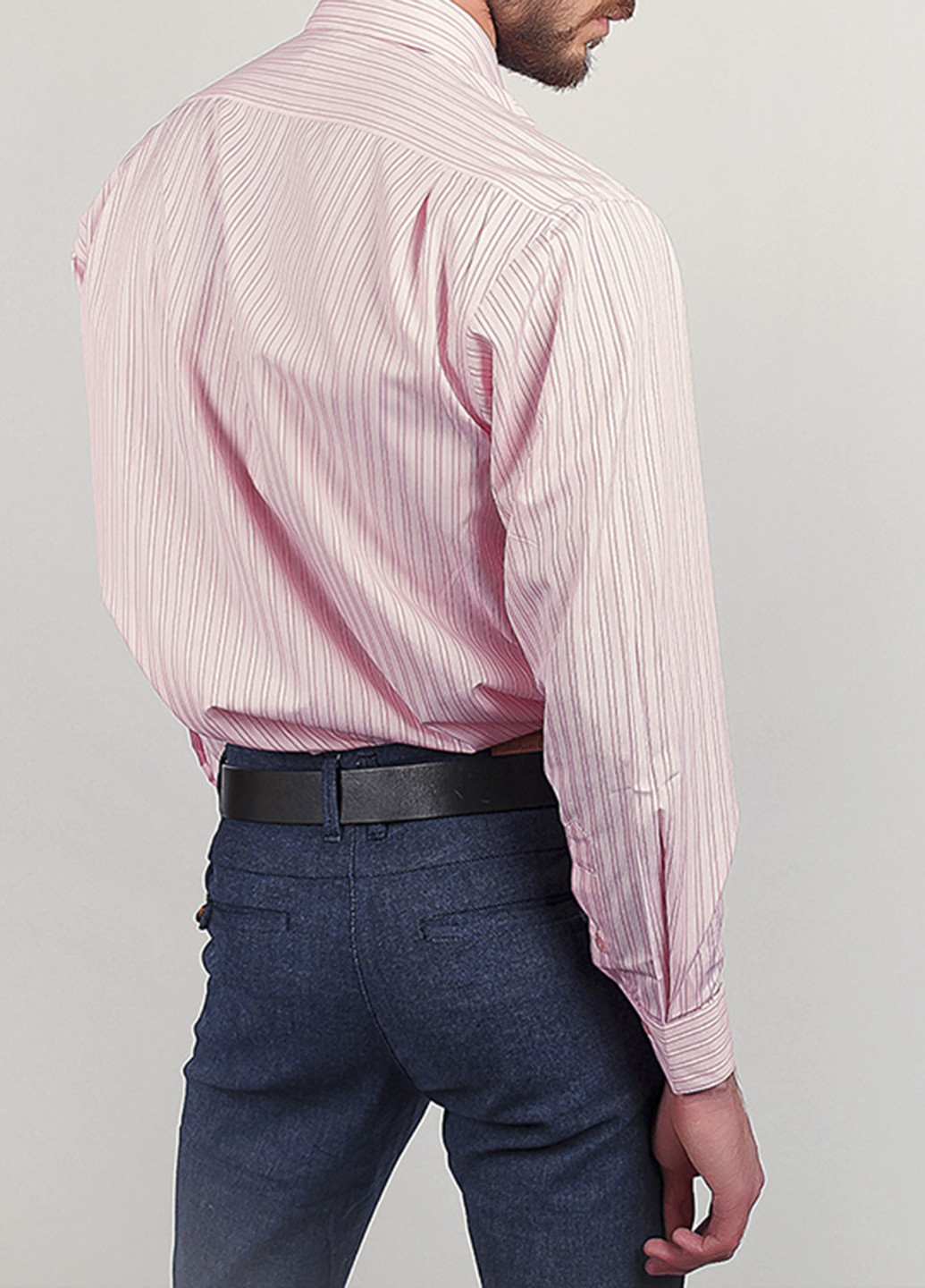 Светло-розовая кэжуал рубашка однотонная Framzoni с длинным рукавом