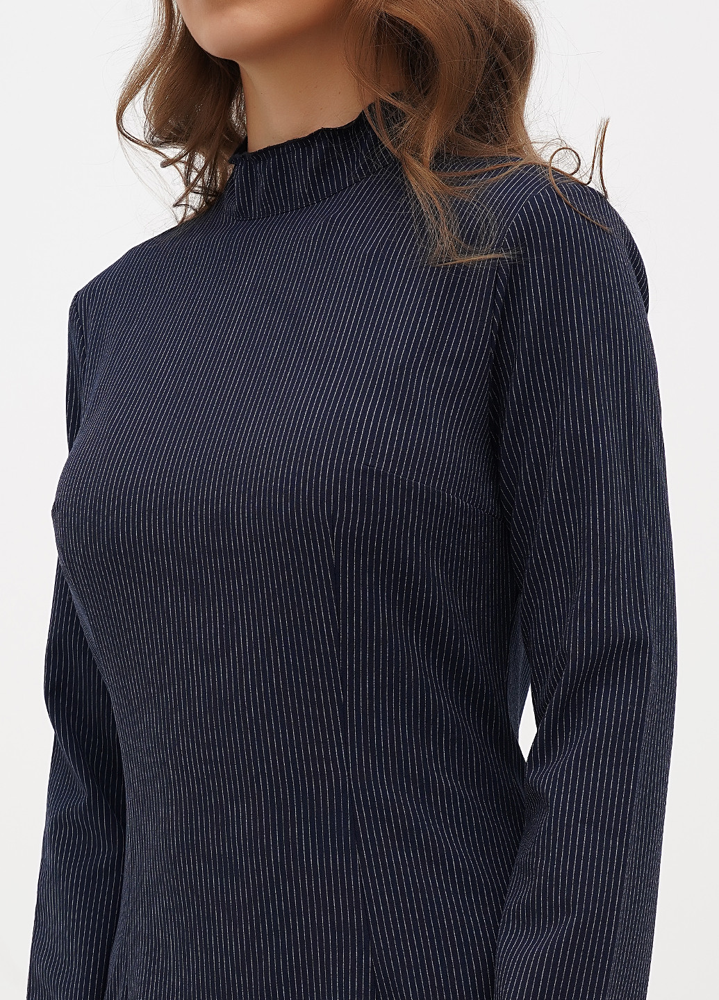 Голубое кэжуал платье Sassofono в полоску