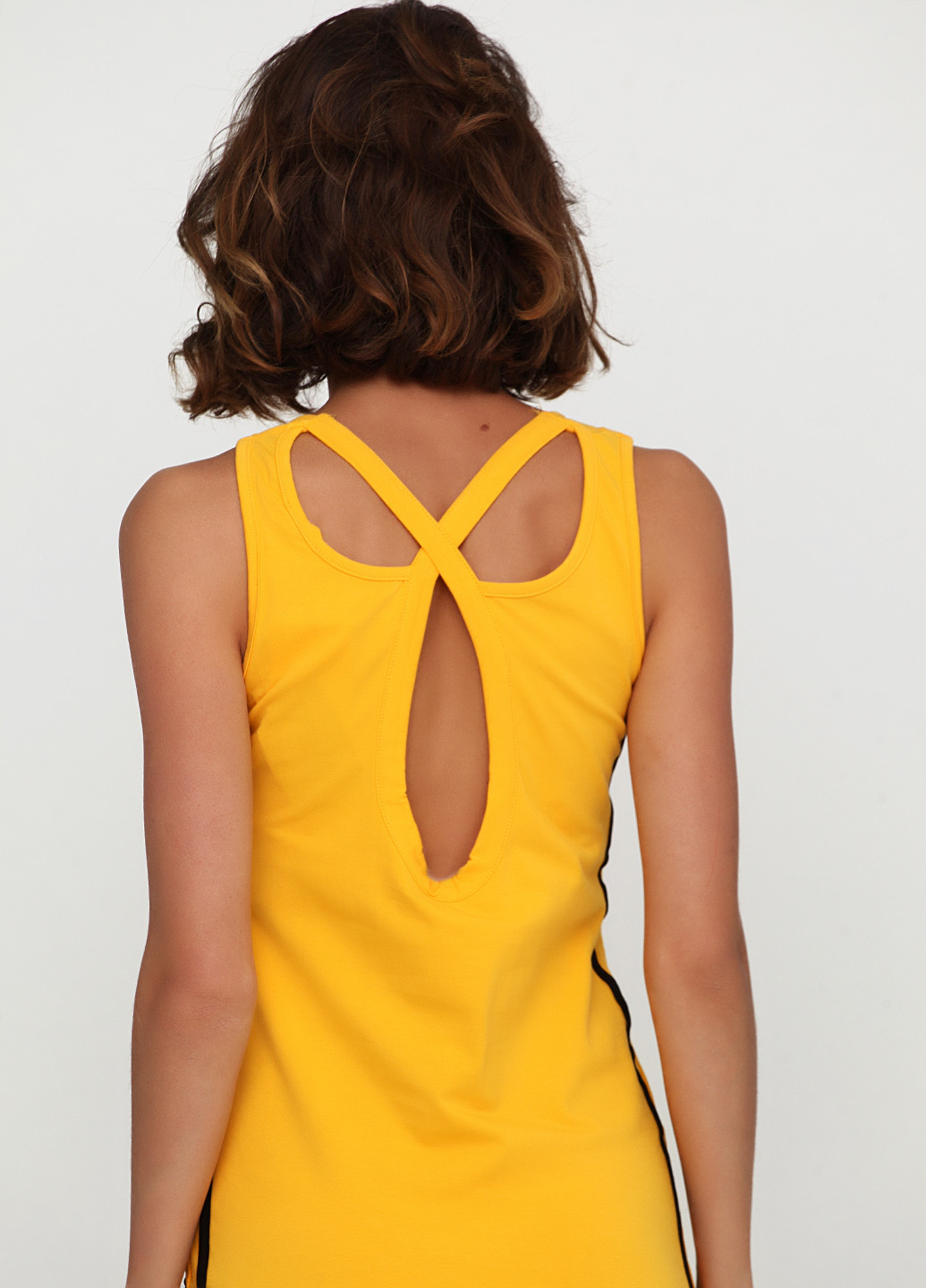 Жовтий спортивна сукня сукня-майка MS з написами