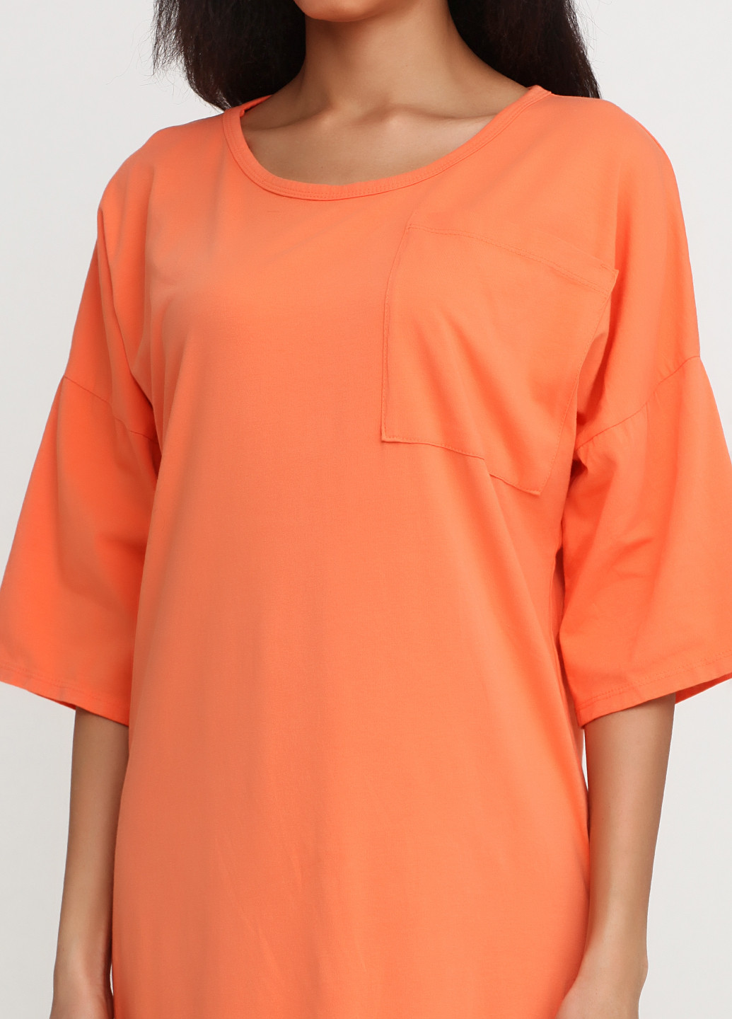 Оранжевое кэжуал платье No Brand однотонное