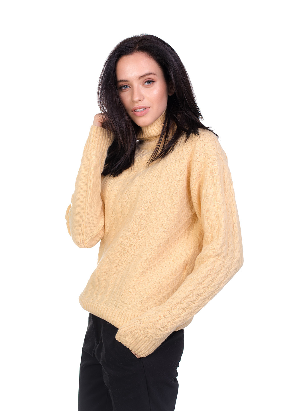 Желтый зимний свитер женский джемпер Viviami