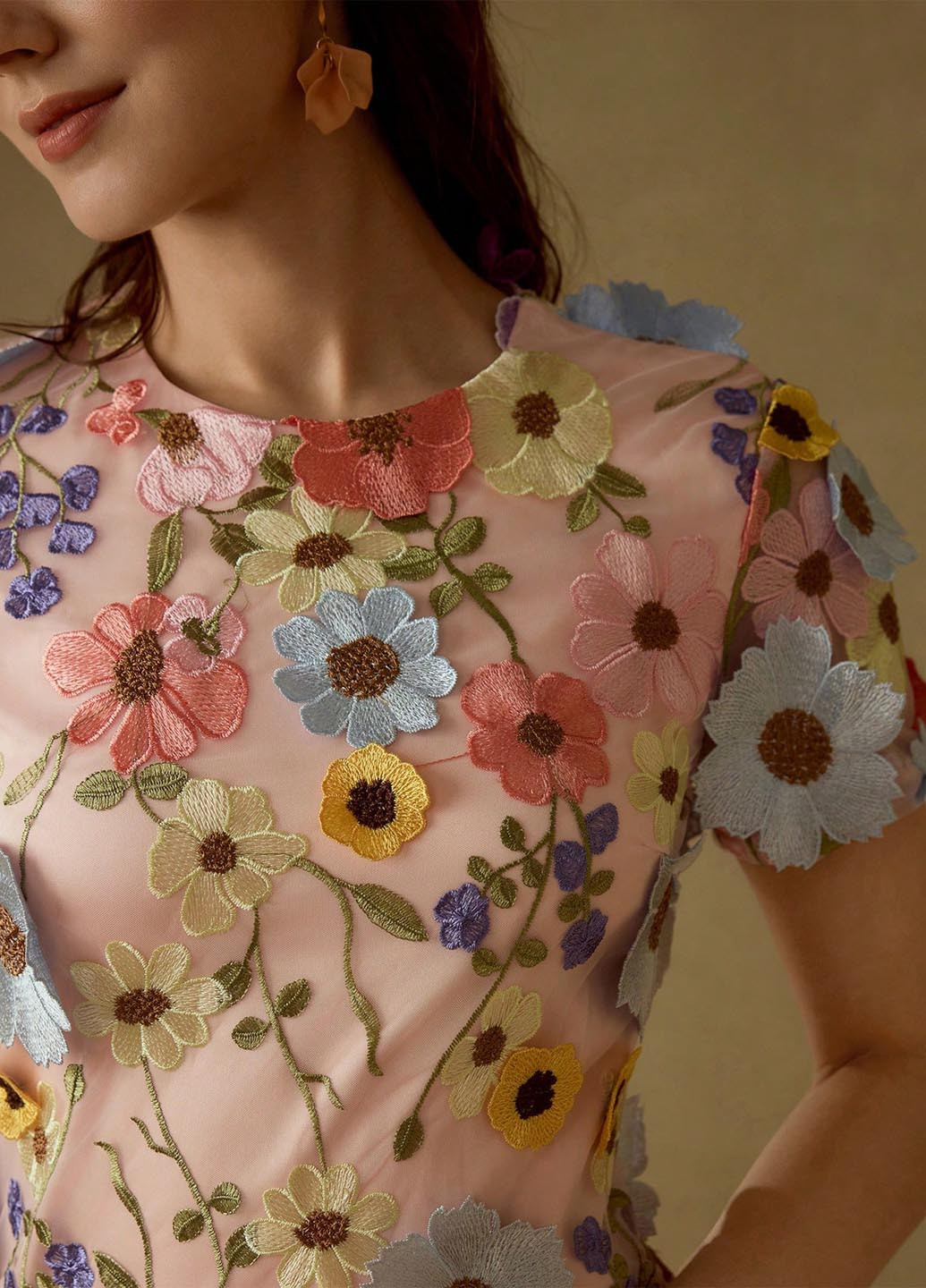 Персикова кежуал сукня а-силует SHEIN з квітковим принтом