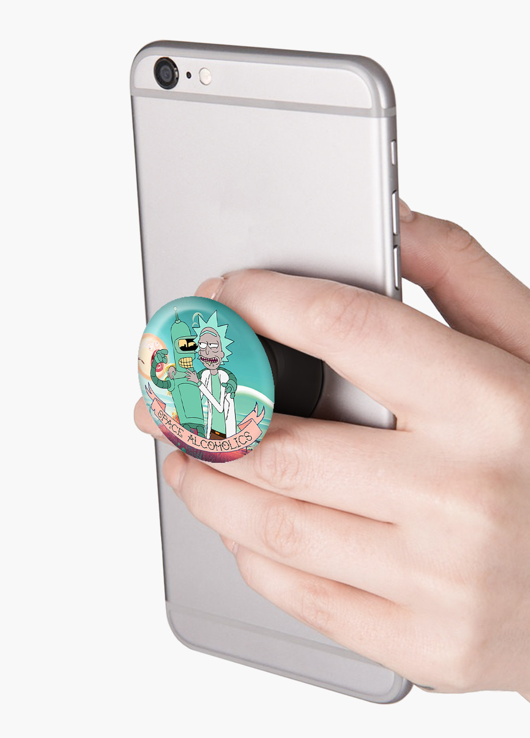Попсокет (Popsockets) тримач для смартфону Рік Санчез Рік і Морті (Rick Sanchez Rick and Morty) (8754-2943) Чорний MobiPrint (229014790)