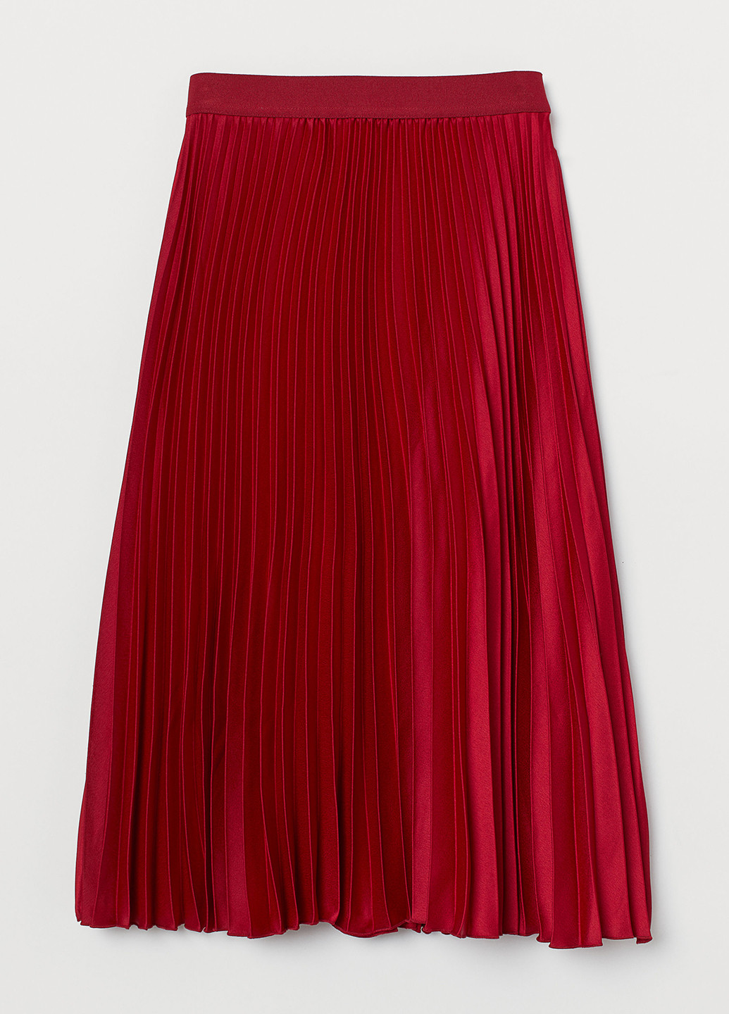 Темно-красная кэжуал однотонная юбка H&M плиссе