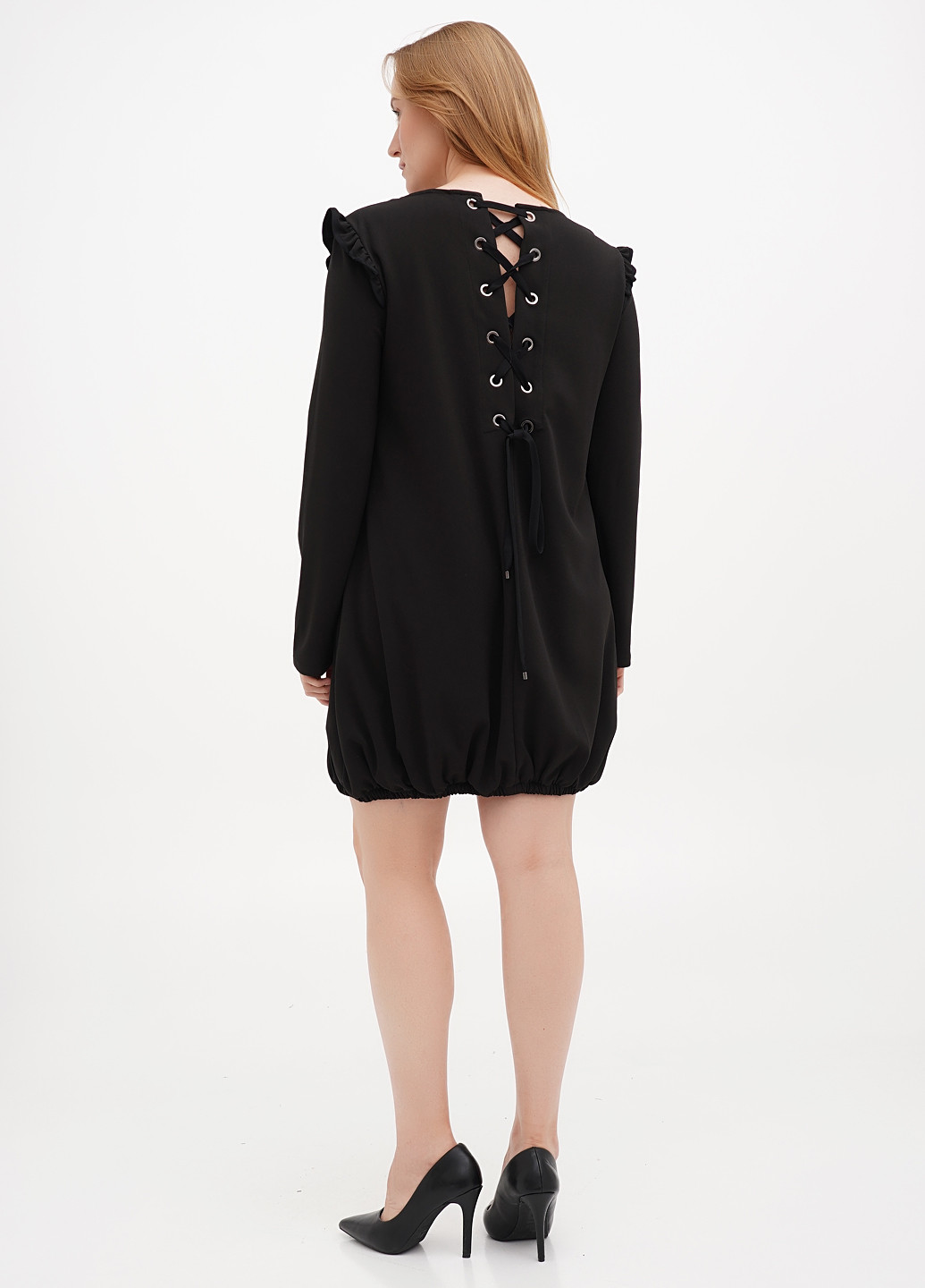 Чорна кежуал сукня балон Sassofono однотонна