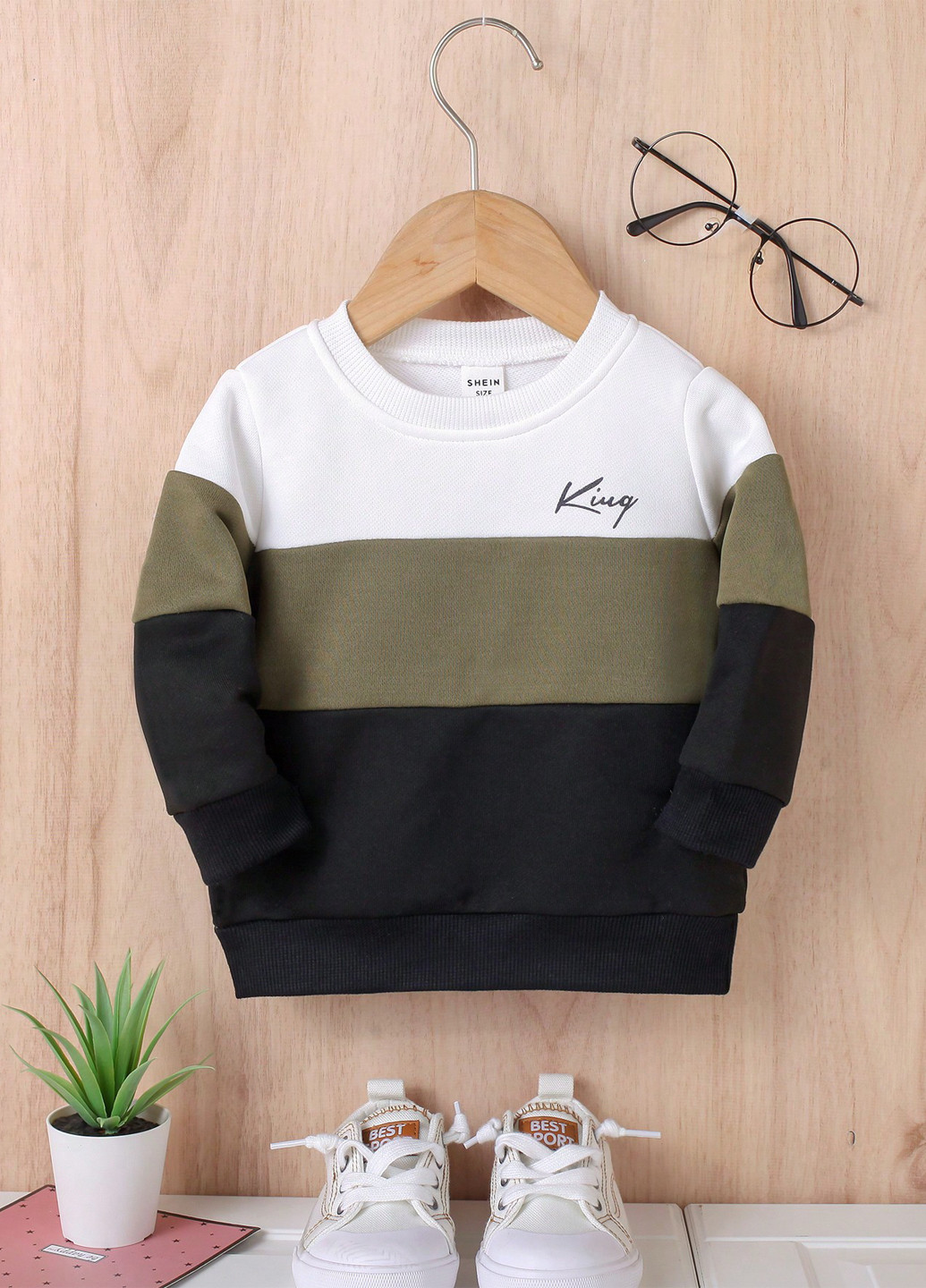 SHEIN свитшот колор блок комбинированный спортивный, кэжуал полиэстер