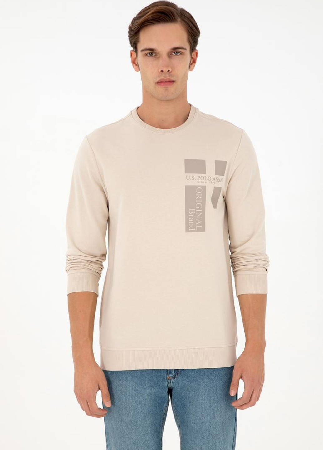 Песочный свитшот U.S. Polo Assn. логотип без декора (322953581)