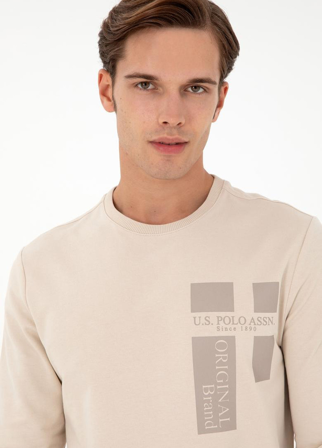 Песочный свитшот U.S. Polo Assn. логотип без декора (322953581)