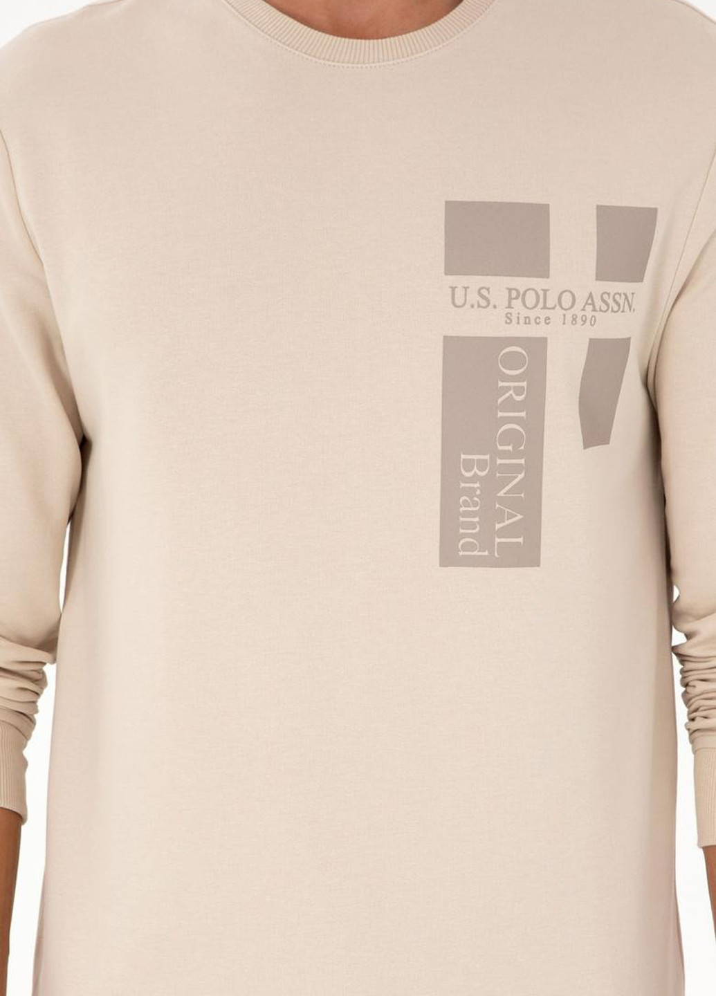 Песочный свитшот U.S. Polo Assn. логотип без декора (322953581)