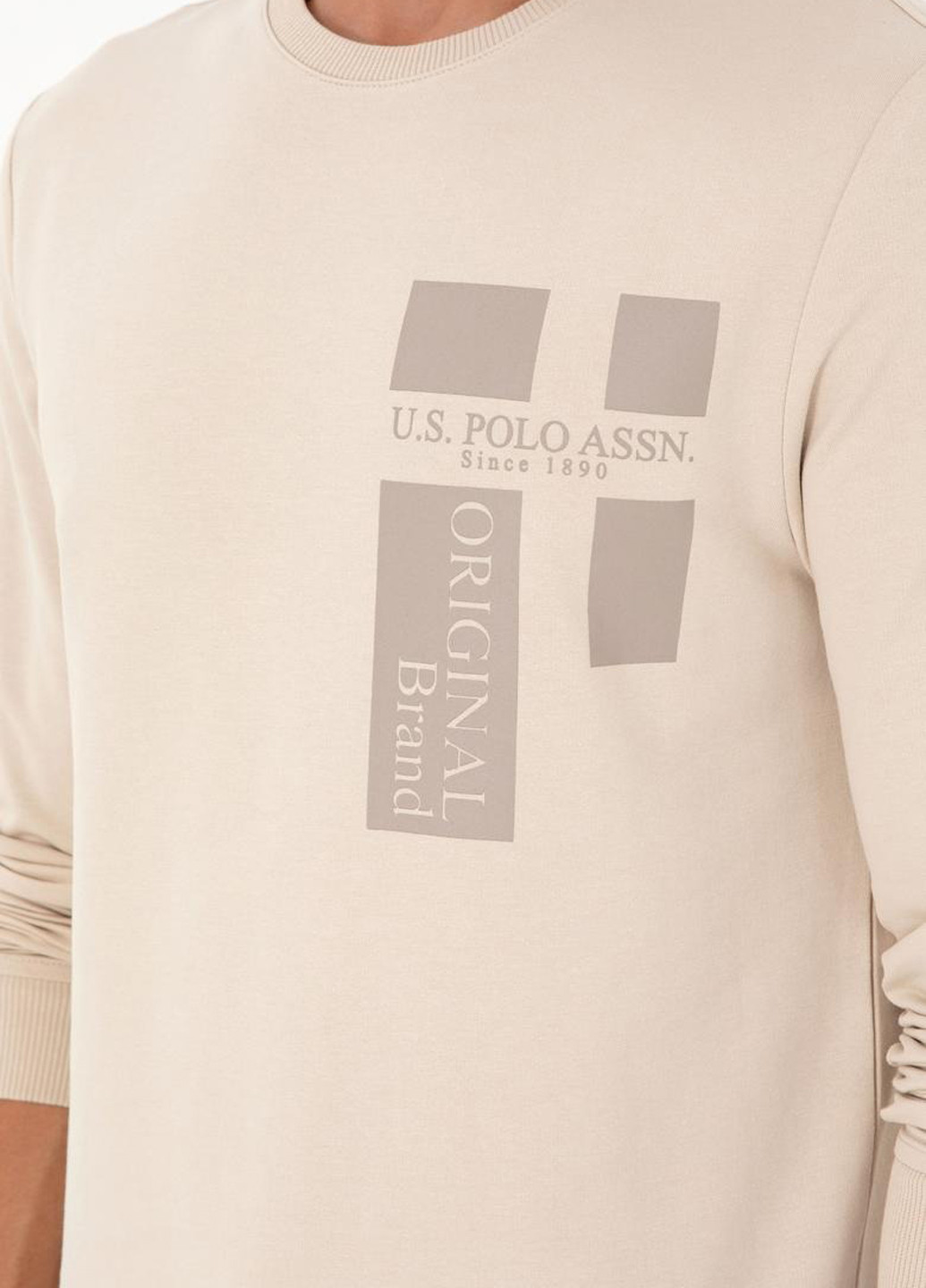 Песочный свитшот U.S. Polo Assn. логотип без декора (322953581)