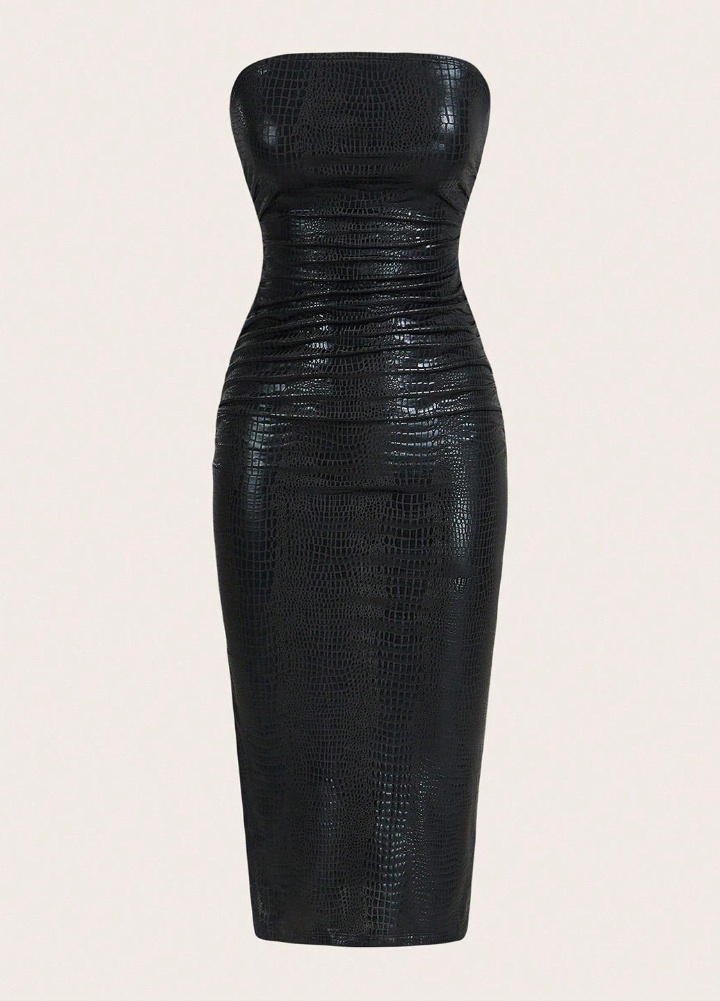 Чорна вечірня сукня силуетна, з відкритими плечима, з відкритою спиною SHEIN з тваринним принтом