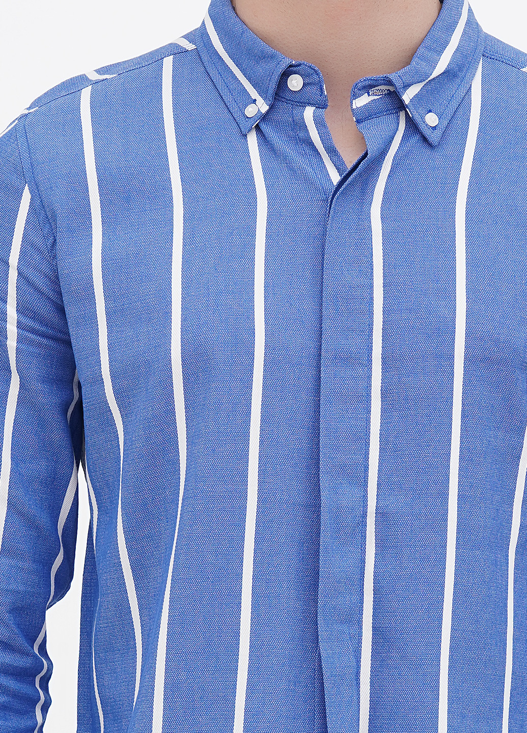 Синяя кэжуал рубашка в полоску No Brand